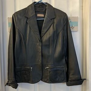 I.e. Vintage Black Leather Jacket Sz Lg
